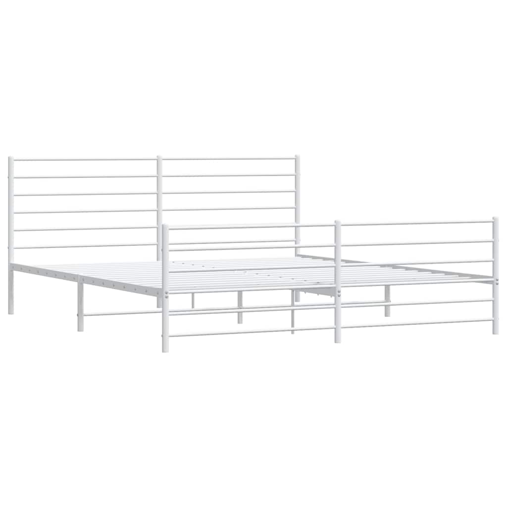 Cadre de lit métal sans matelas et pied de lit blanc 183x213 cm - XIOS