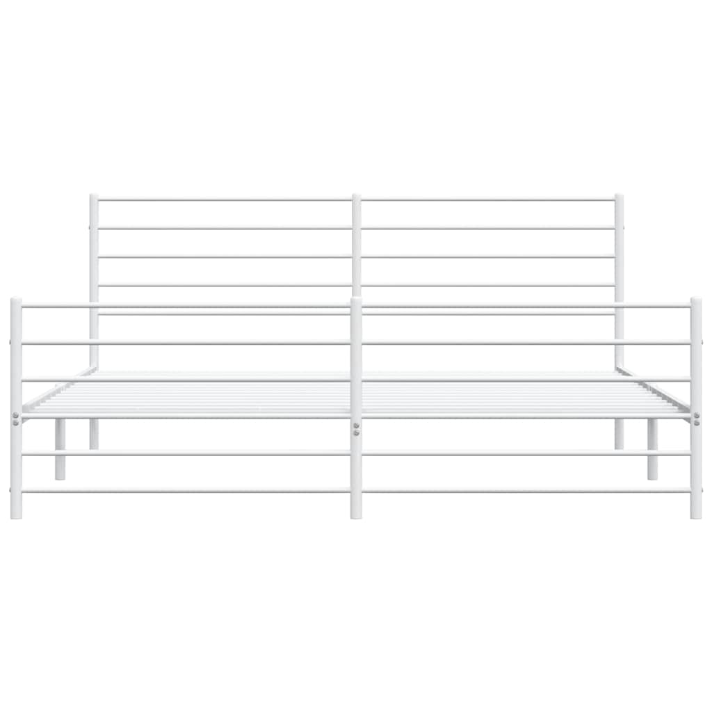 Cadre de lit métal sans matelas et pied de lit blanc 193x203 cm - XIOS