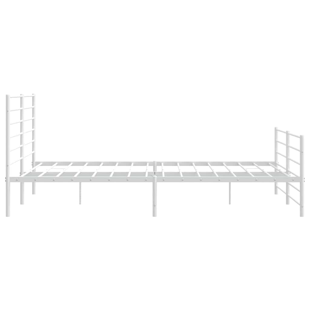 Cadre de lit métal sans matelas et pied de lit blanc 193x203 cm - XIOS
