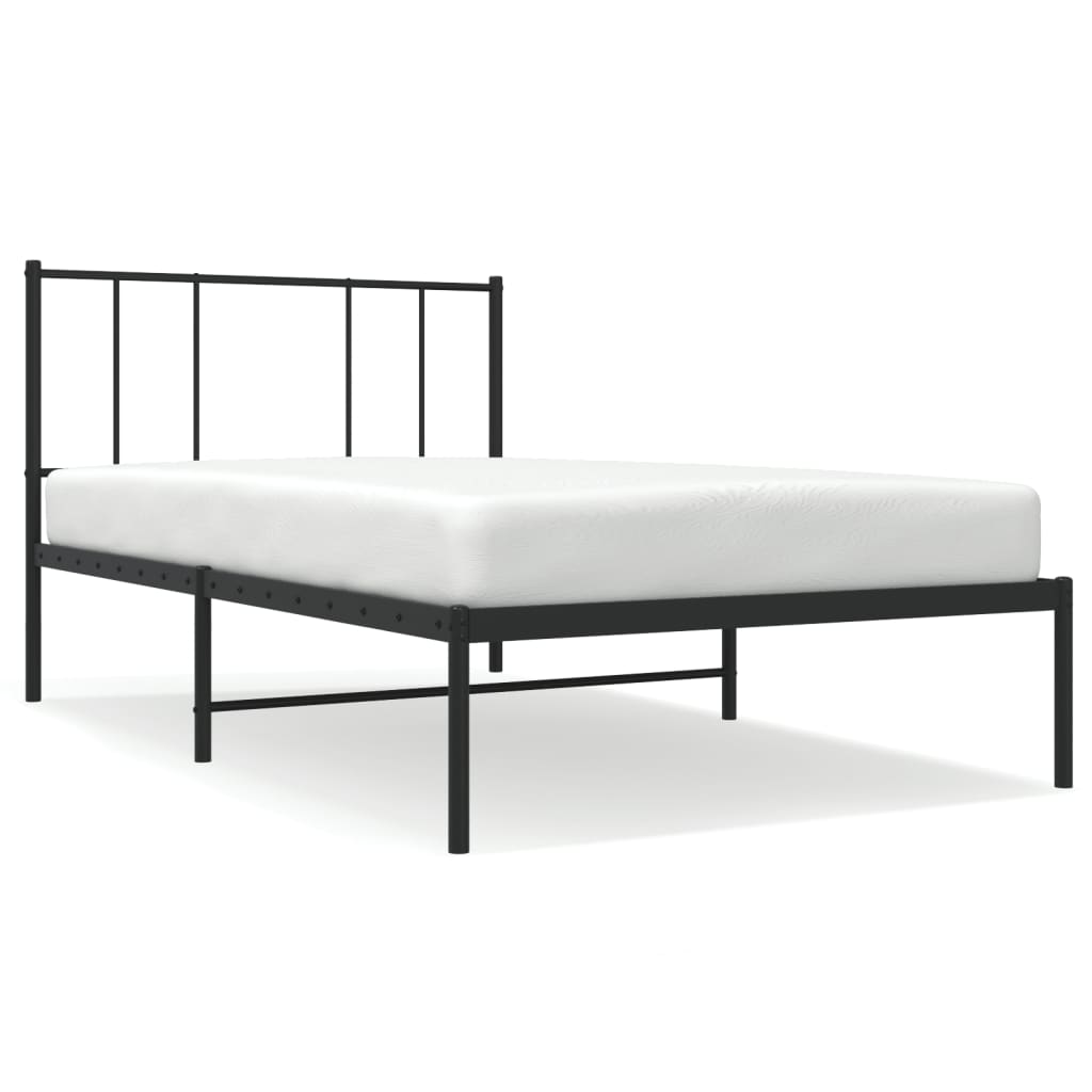 Cadre de lit métal sans matelas avec tête de lit noir 90x190 cm - XIOS