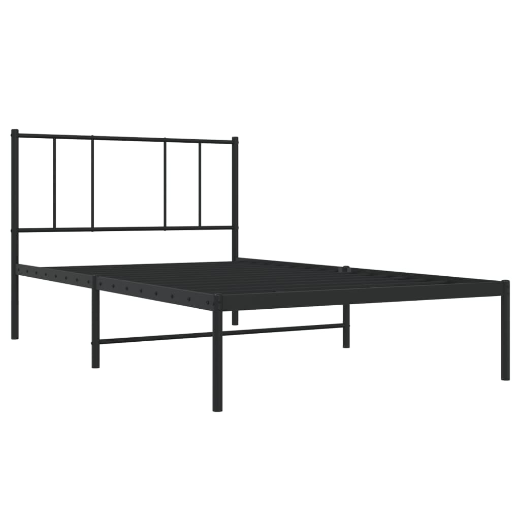 Cadre de lit métal sans matelas avec tête de lit noir 90x190 cm - XIOS