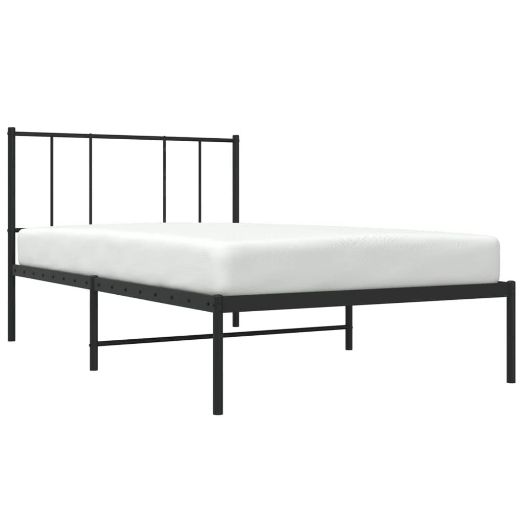 Cadre de lit métal sans matelas avec tête de lit noir 90x190 cm - XIOS