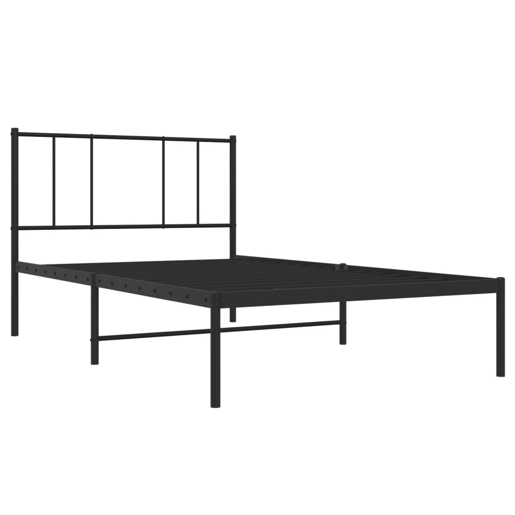 Cadre de lit métal sans matelas avec tête de lit noir 90x200 cm - XIOS