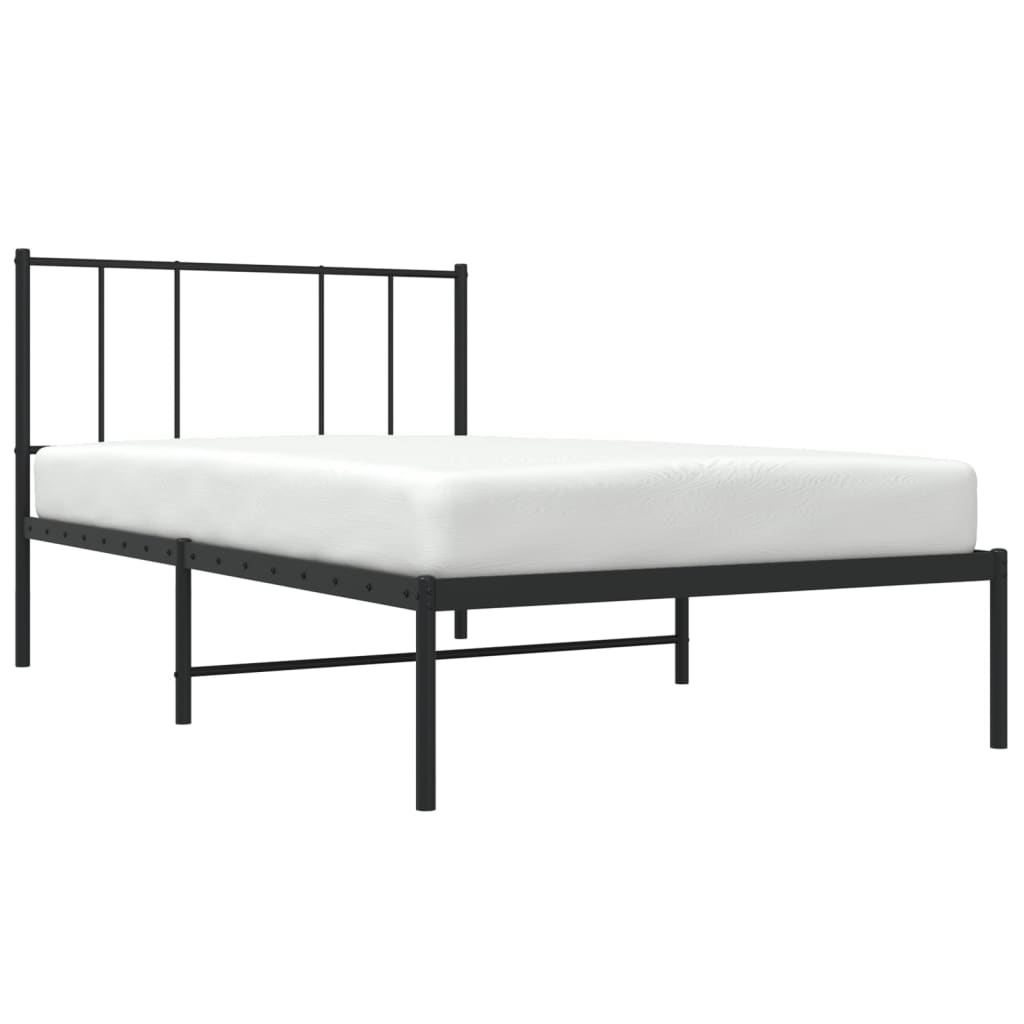 Cadre de lit métal sans matelas avec tête de lit noir 90x200 cm - XIOS