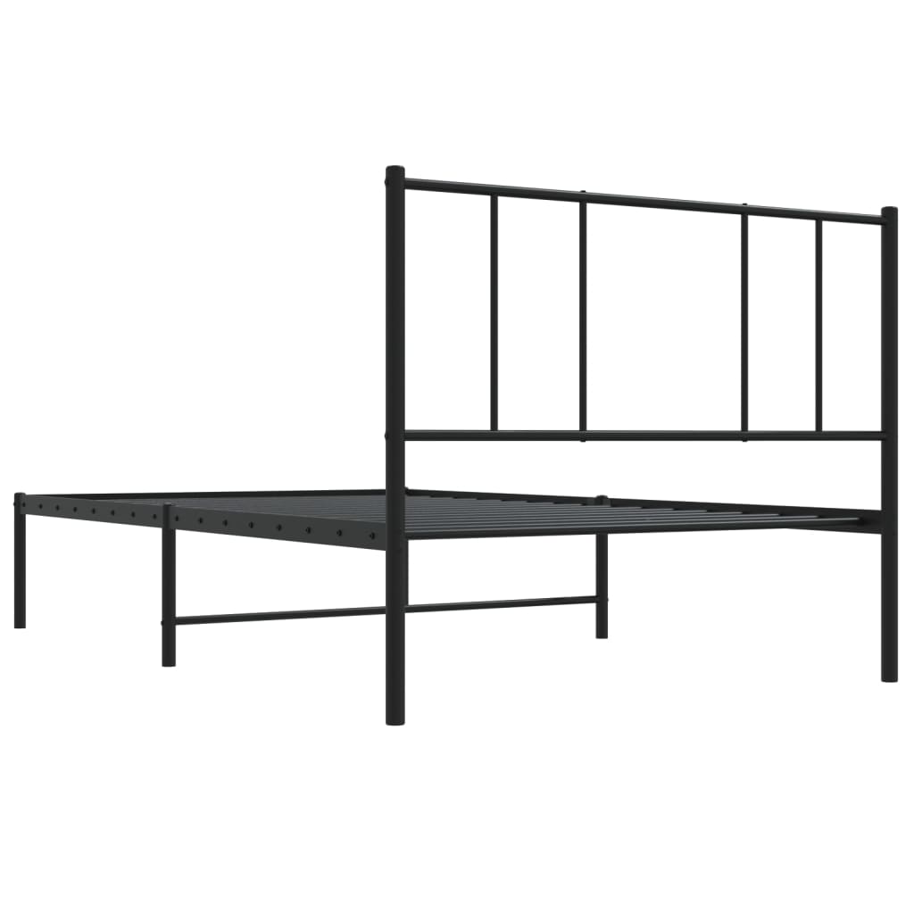 Cadre de lit métal sans matelas avec tête de lit noir 90x200 cm - XIOS