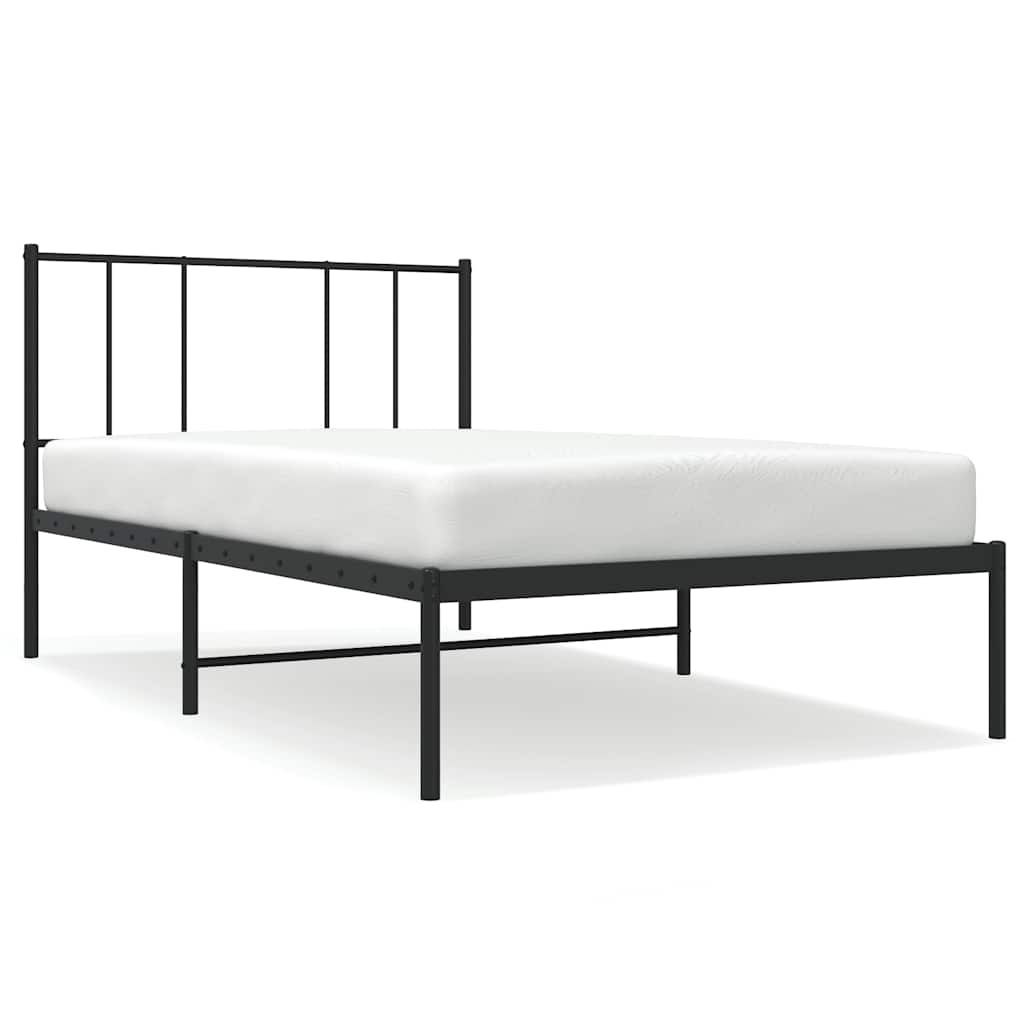 Cadre de lit métal sans matelas avec tête de lit noir 100x190cm - XIOS