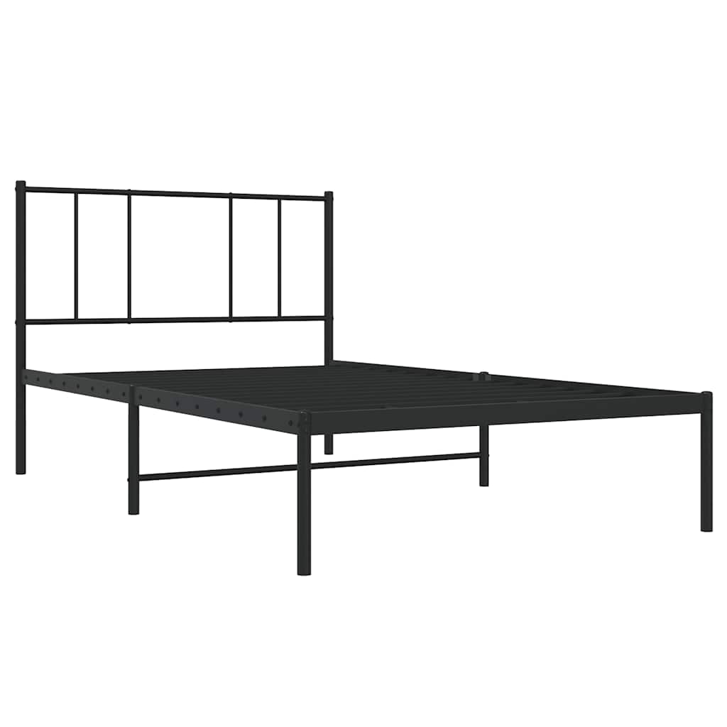 Cadre de lit métal sans matelas avec tête de lit noir 100x190cm - XIOS