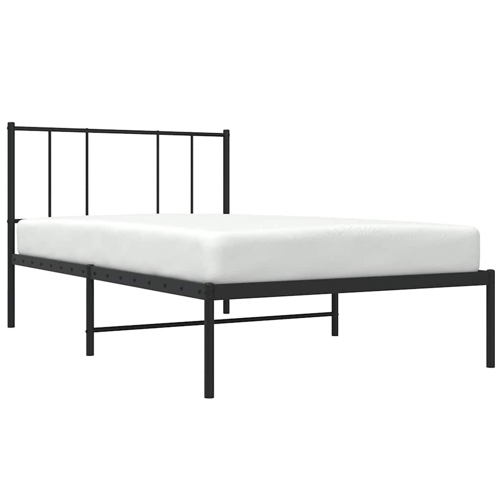 Cadre de lit métal sans matelas avec tête de lit noir 100x190cm - XIOS