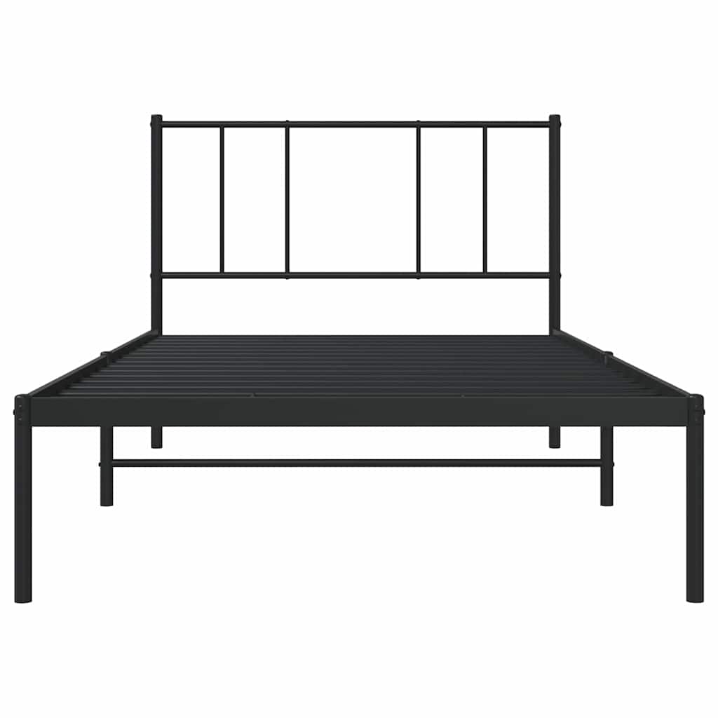 Cadre de lit métal sans matelas avec tête de lit noir 100x190cm - XIOS