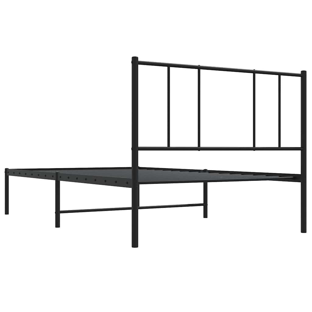 Cadre de lit métal sans matelas avec tête de lit noir 100x190cm - XIOS