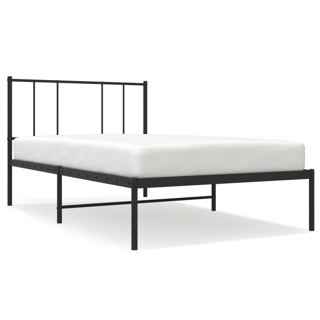 Cadre de lit métal sans matelas avec tête de lit noir 100x200cm - XIOS