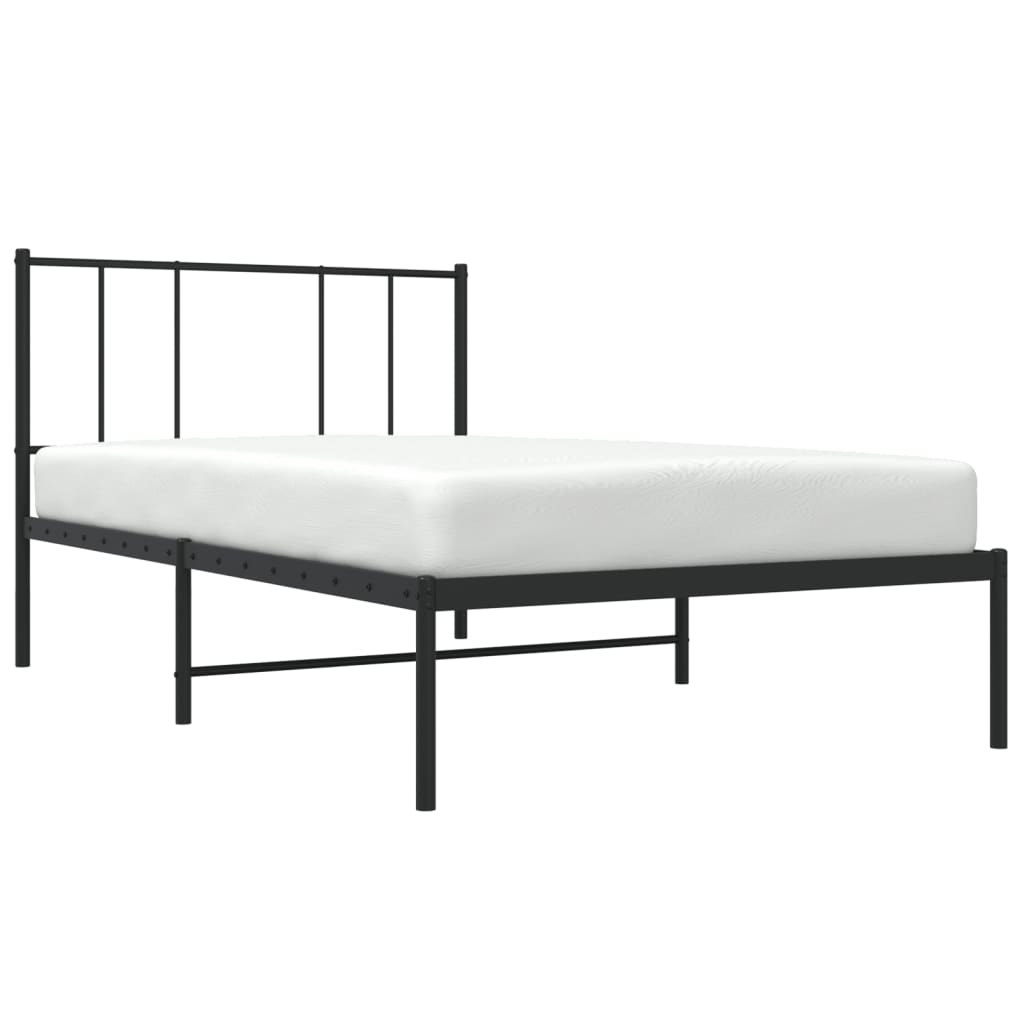 Cadre de lit métal sans matelas avec tête de lit noir 100x200cm - XIOS