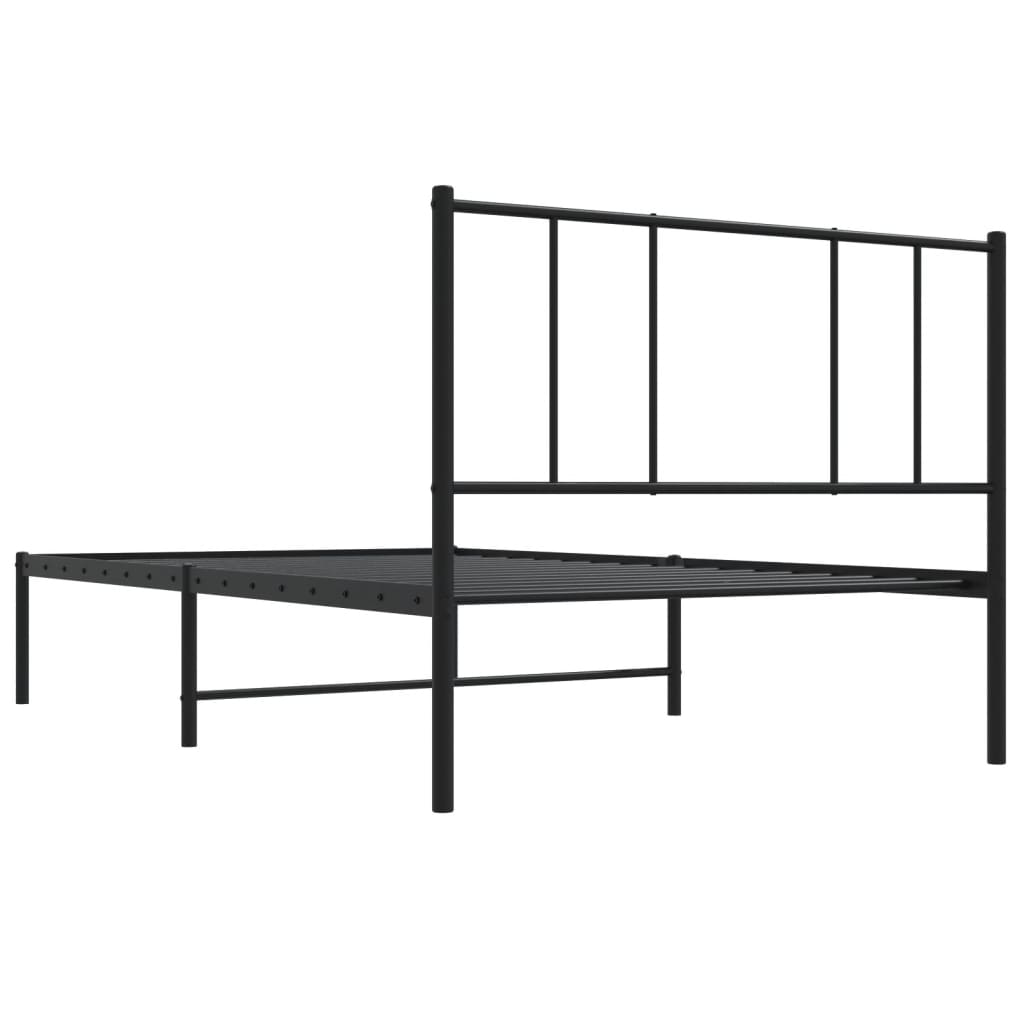 Cadre de lit métal sans matelas avec tête de lit noir 100x200cm - XIOS