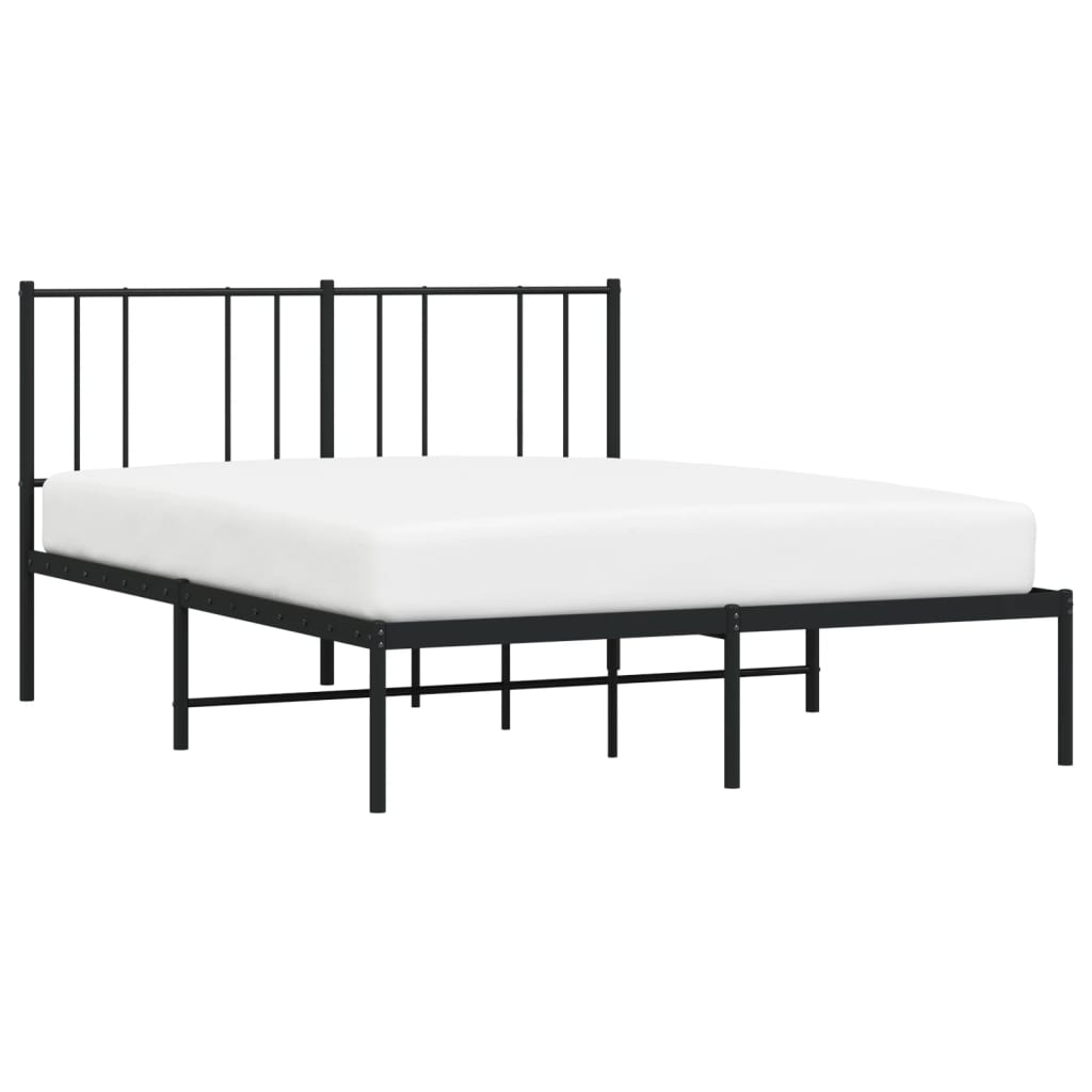 Cadre de lit métal sans matelas avec tête de lit noir 120x200cm - XIOS