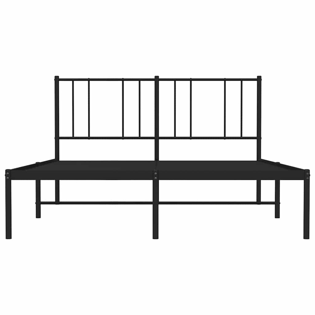 Cadre de lit métal sans matelas avec tête de lit noir 135x190cm - XIOS