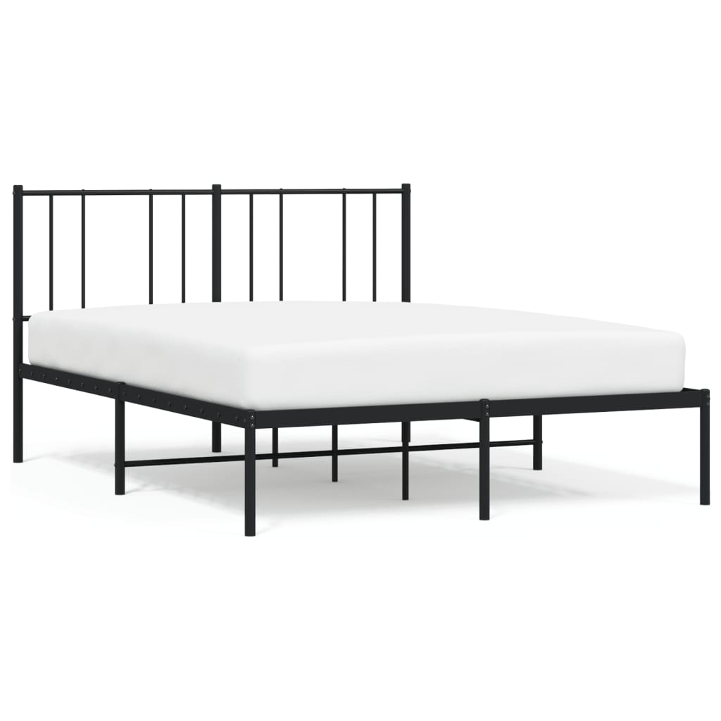 Cadre de lit métal sans matelas avec tête de lit noir 140x190cm - XIOS