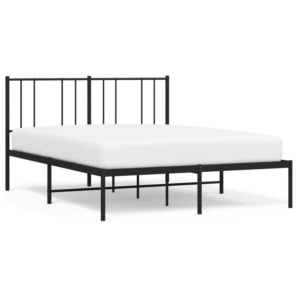 Cadre de lit métal sans matelas avec tête de lit noir 140x200cm - XIOS