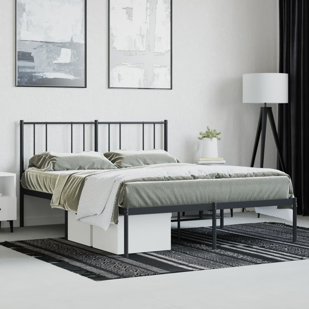 Cadre de lit métal sans matelas avec tête de lit noir 140x200cm - XIOS
