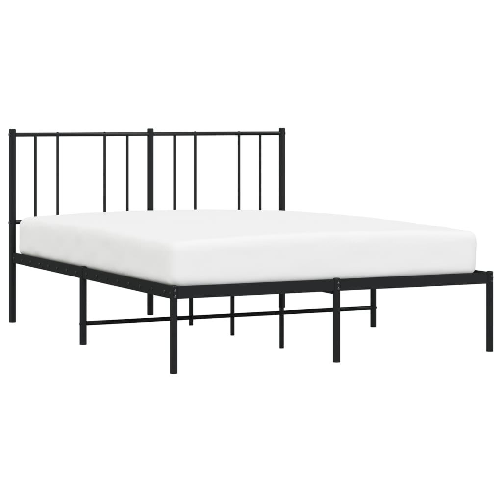 Cadre de lit métal sans matelas avec tête de lit noir 140x200cm - XIOS