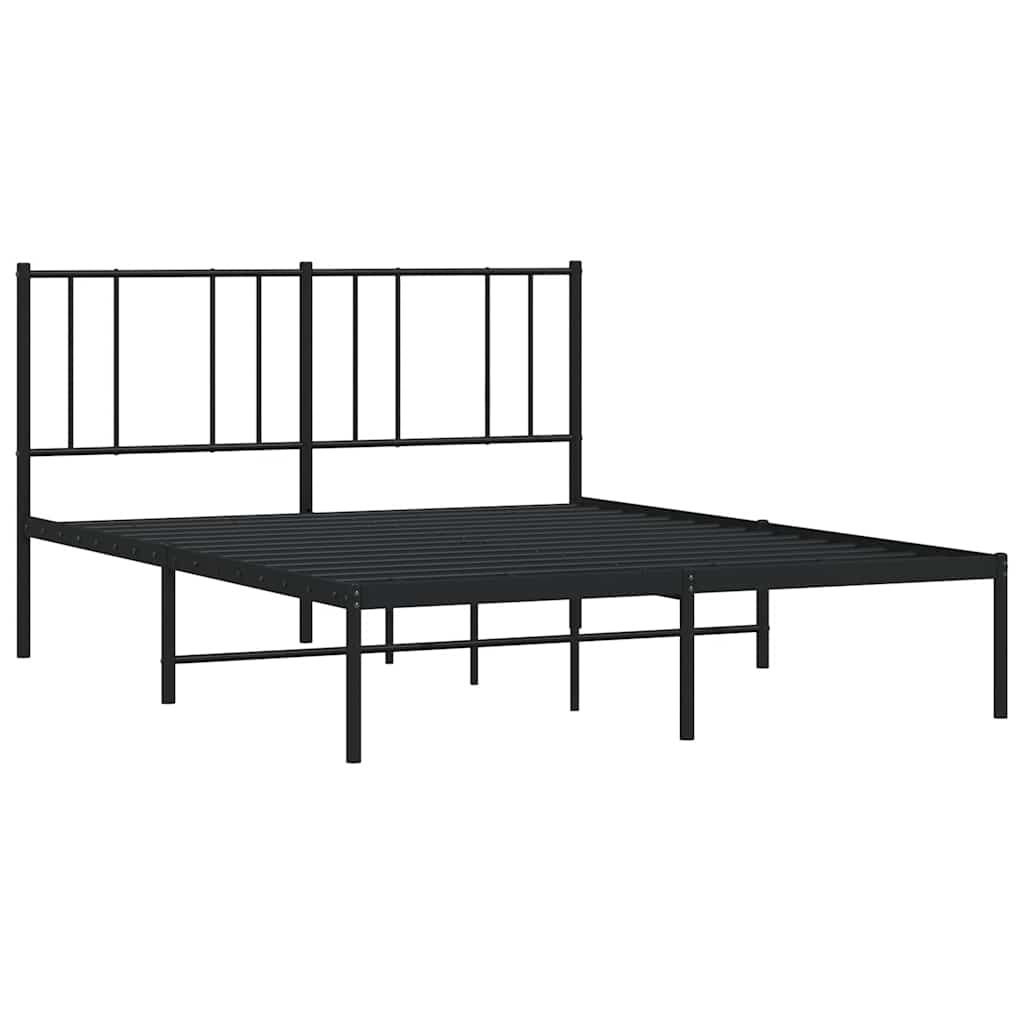 Cadre de lit métal sans matelas avec tête de lit noir 150x200cm - XIOS
