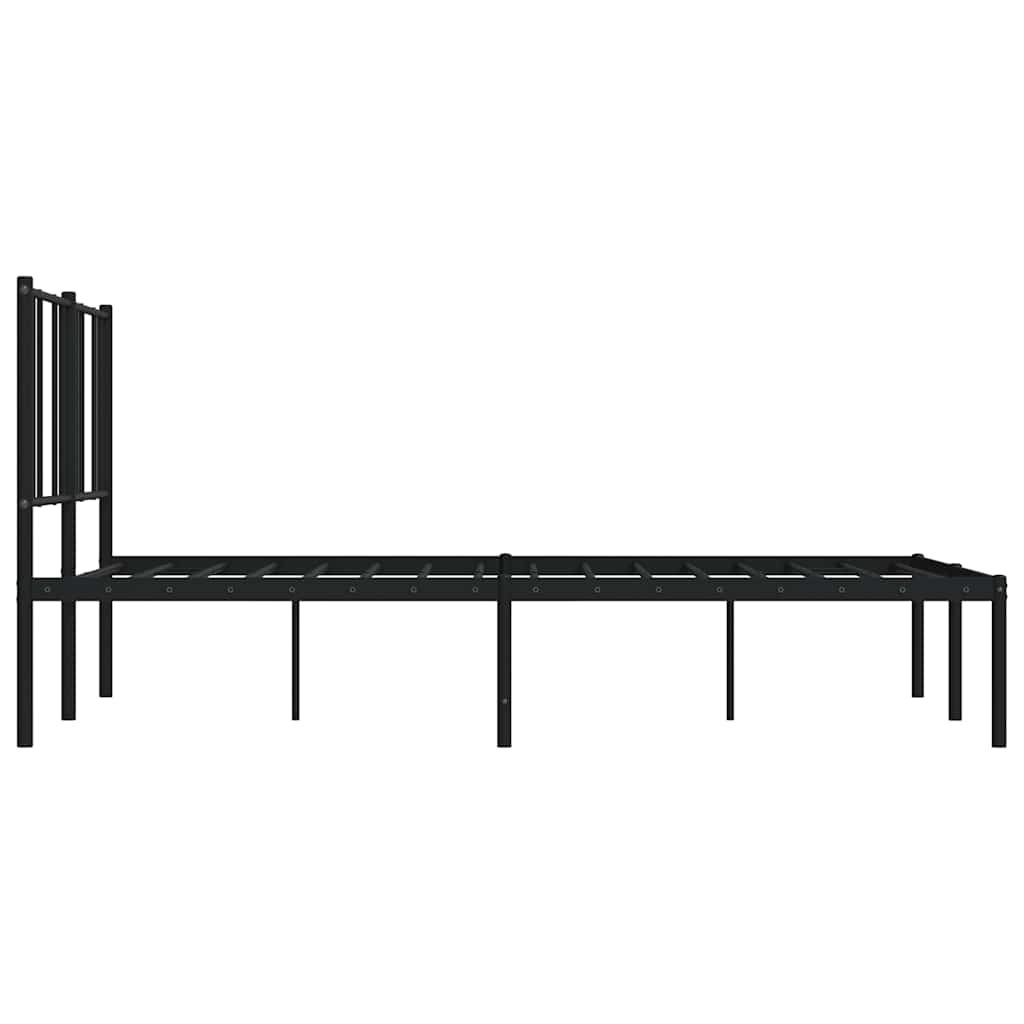 Cadre de lit métal sans matelas avec tête de lit noir 150x200cm - XIOS