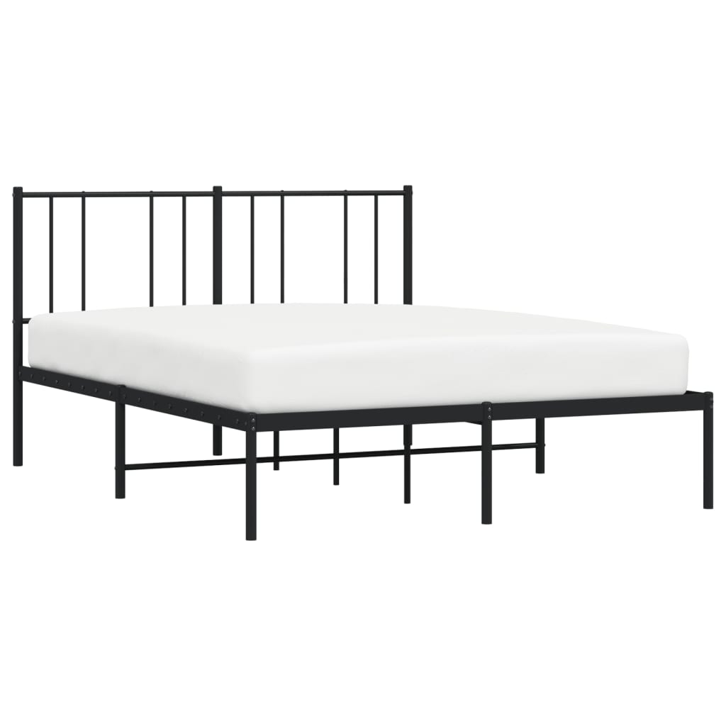 Cadre de lit métal sans matelas et tête de lit noir 160x200 cm - XIOS