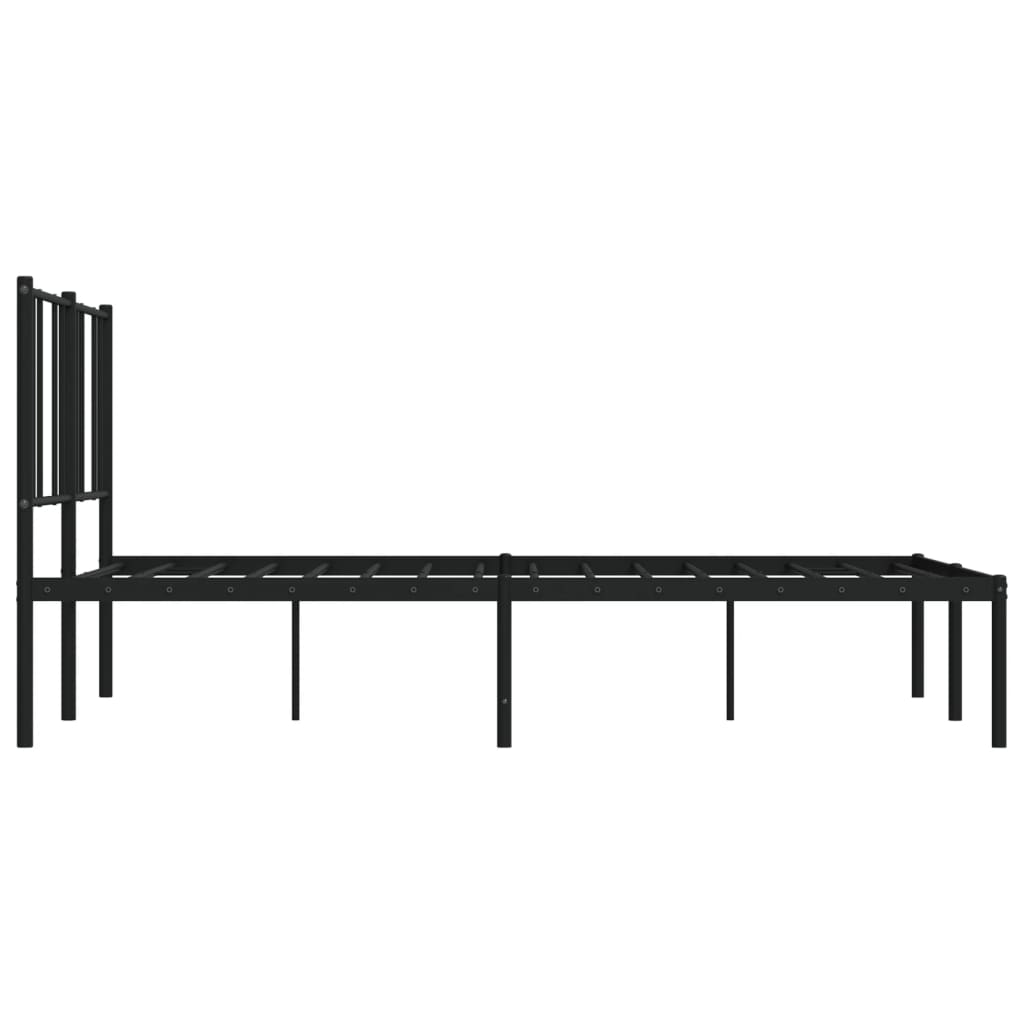 Cadre de lit métal sans matelas et tête de lit noir 160x200 cm - XIOS