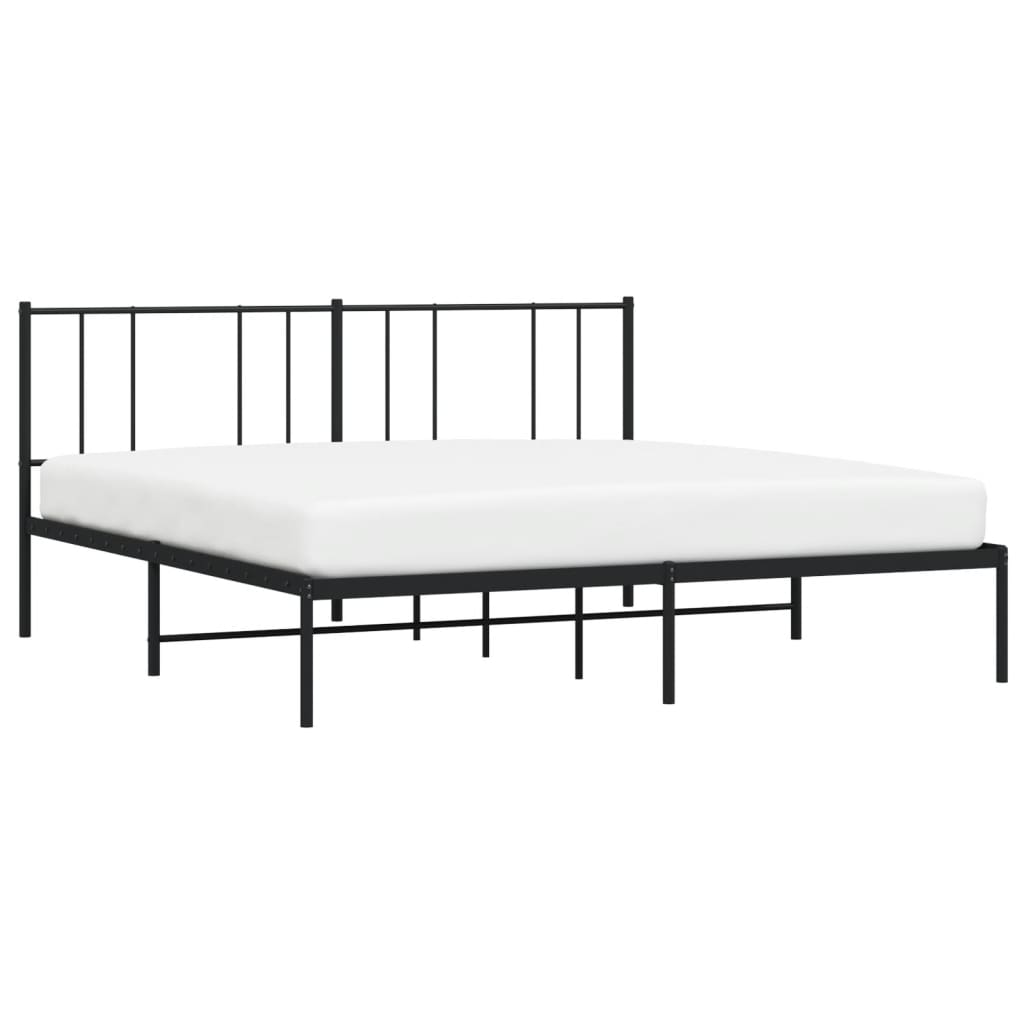 Cadre de lit métal sans matelas et tête de lit noir 180x200 cm - XIOS