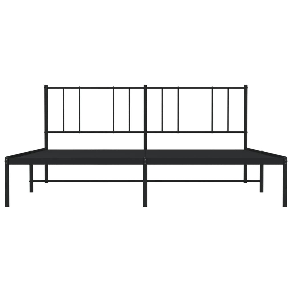 Cadre de lit métal sans matelas et tête de lit noir 180x200 cm - XIOS