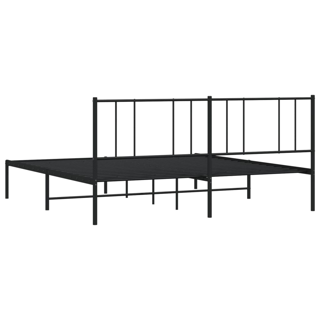 Cadre de lit métal sans matelas et tête de lit noir 180x200 cm - XIOS