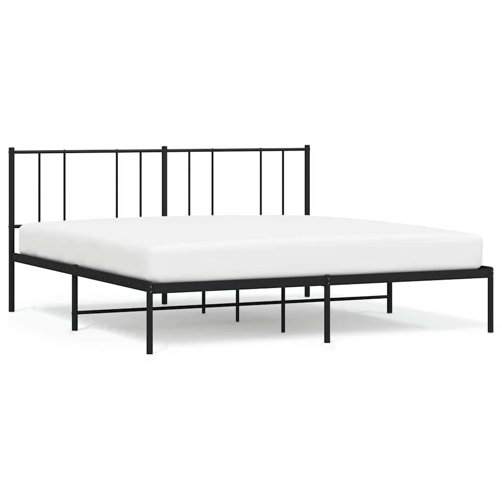 Cadre de lit métal sans matelas avec tête de lit noir 183x213cm - XIOS