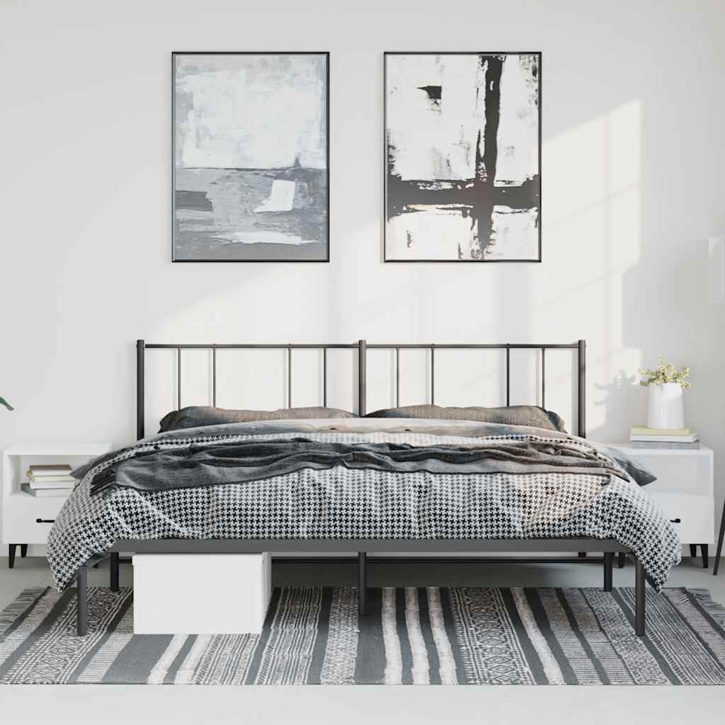 Cadre de lit métal sans matelas avec tête de lit noir 183x213cm - XIOS