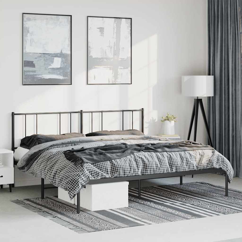 Cadre de lit métal sans matelas avec tête de lit noir 183x213cm - XIOS