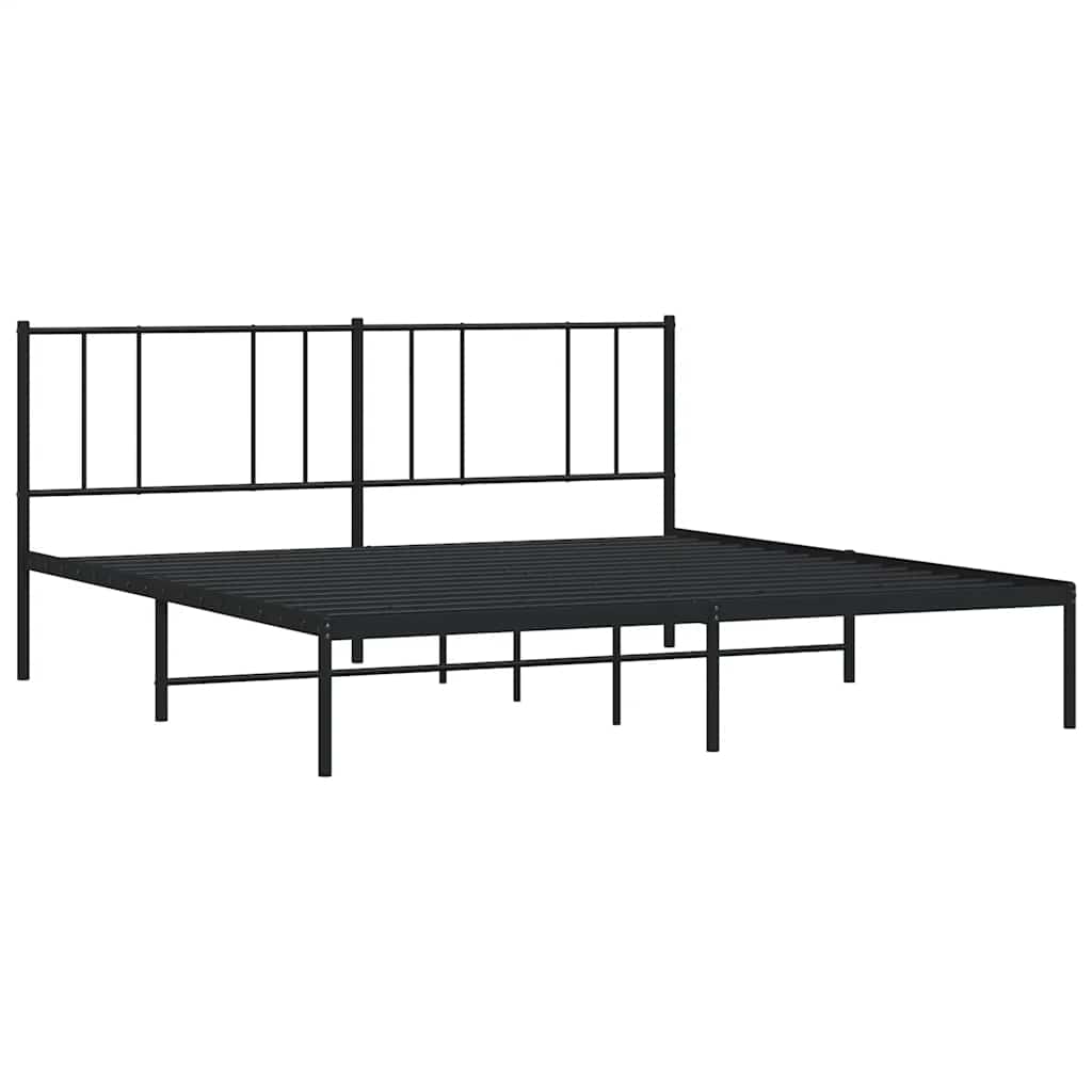 Cadre de lit métal sans matelas avec tête de lit noir 193x203cm - XIOS