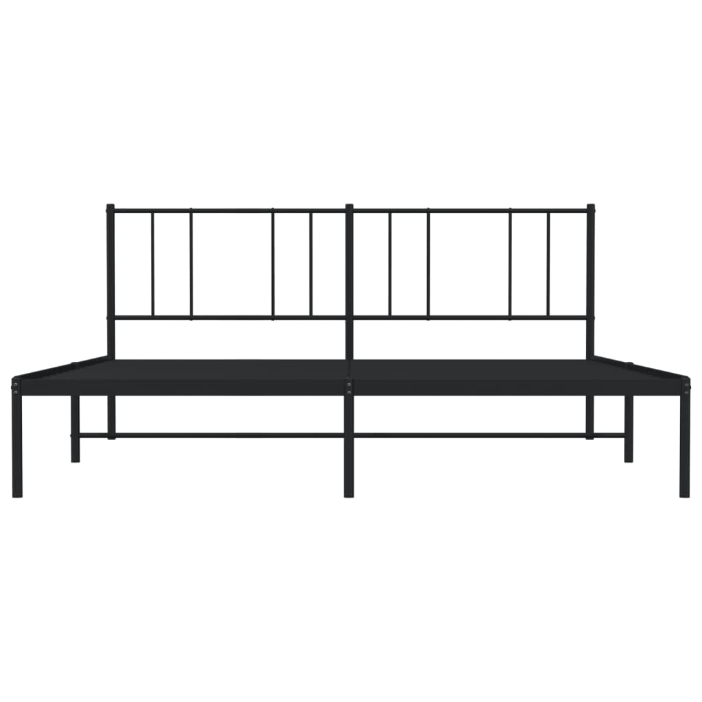 Cadre de lit métal sans matelas avec tête de lit noir 200x200cm - XIOS