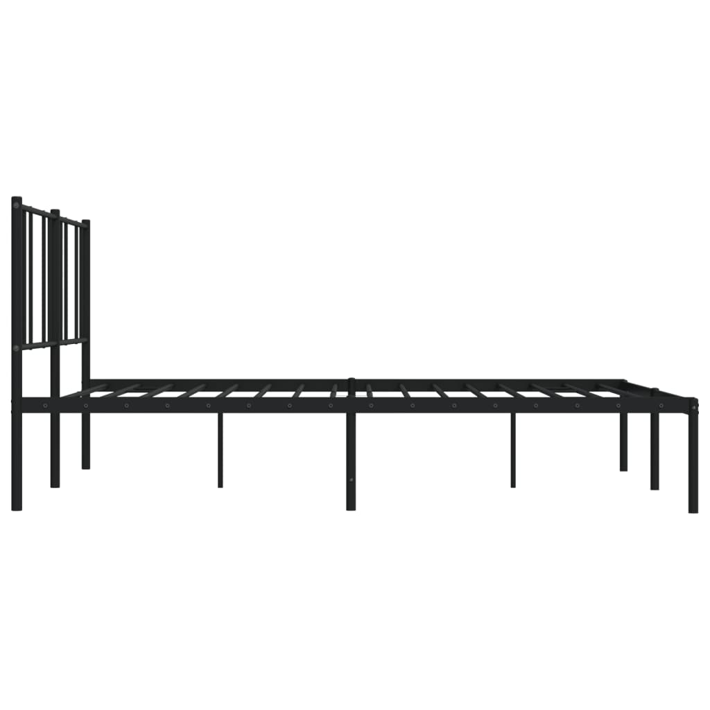 Cadre de lit métal sans matelas avec tête de lit noir 200x200cm - XIOS