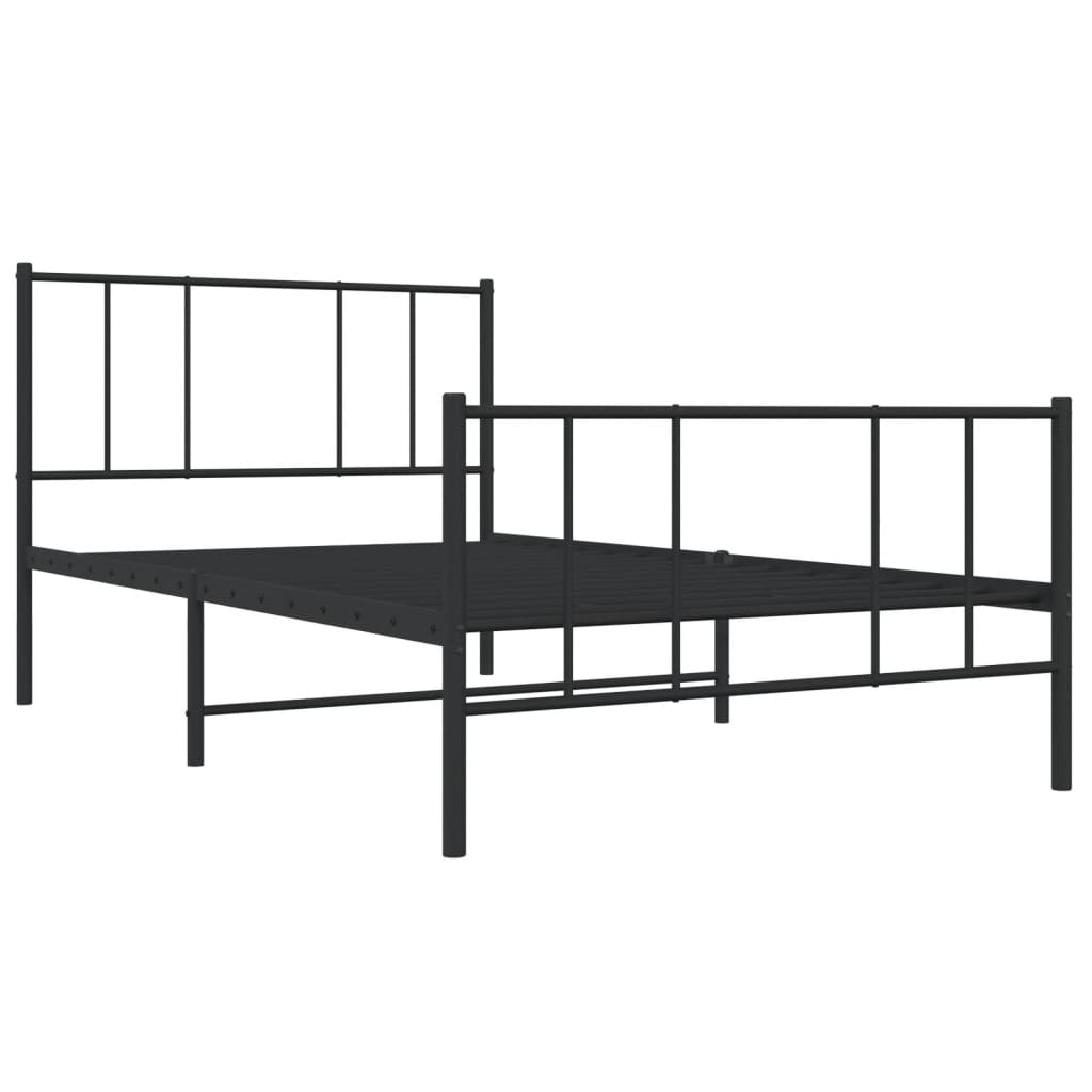 Cadre de lit métal sans matelas avec pied de lit noir 75x190 cm - XIOS