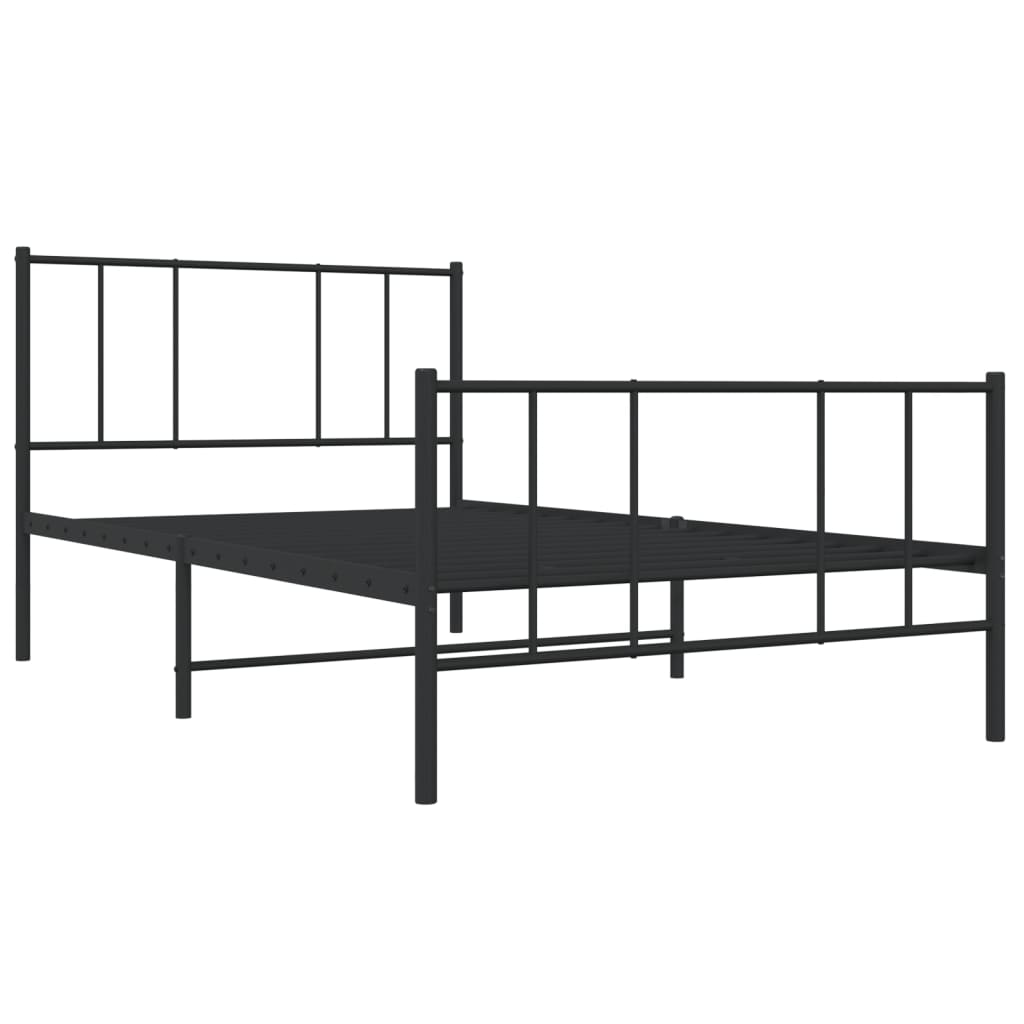 Cadre de lit métal sans matelas avec pied de lit noir 90x190 cm - XIOS