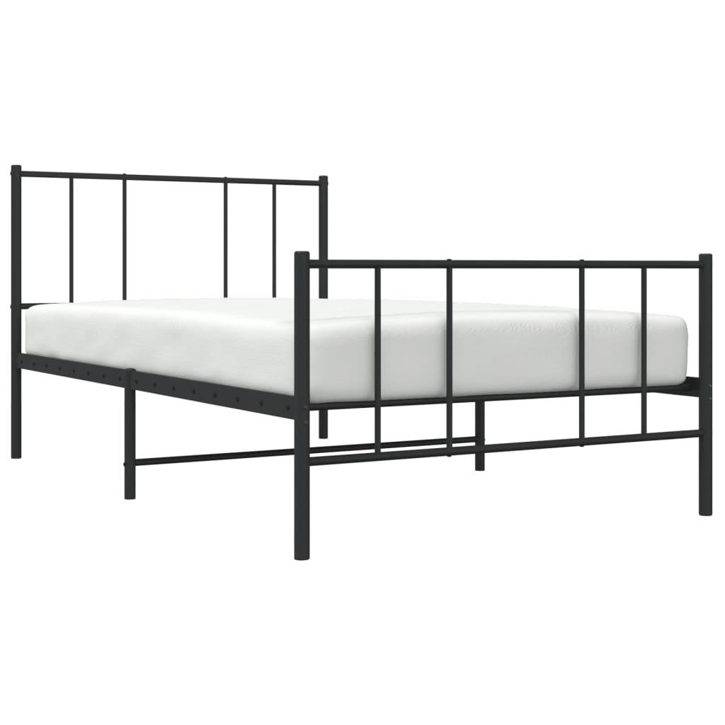 Cadre de lit métal sans matelas avec pied de lit noir 90x190 cm - XIOS
