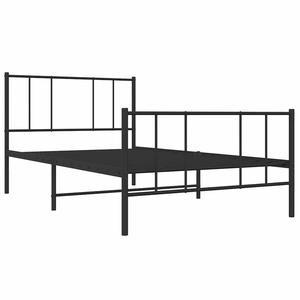 Cadre de lit métal sans matelas avec pied de lit noir 100x190cm - XIOS