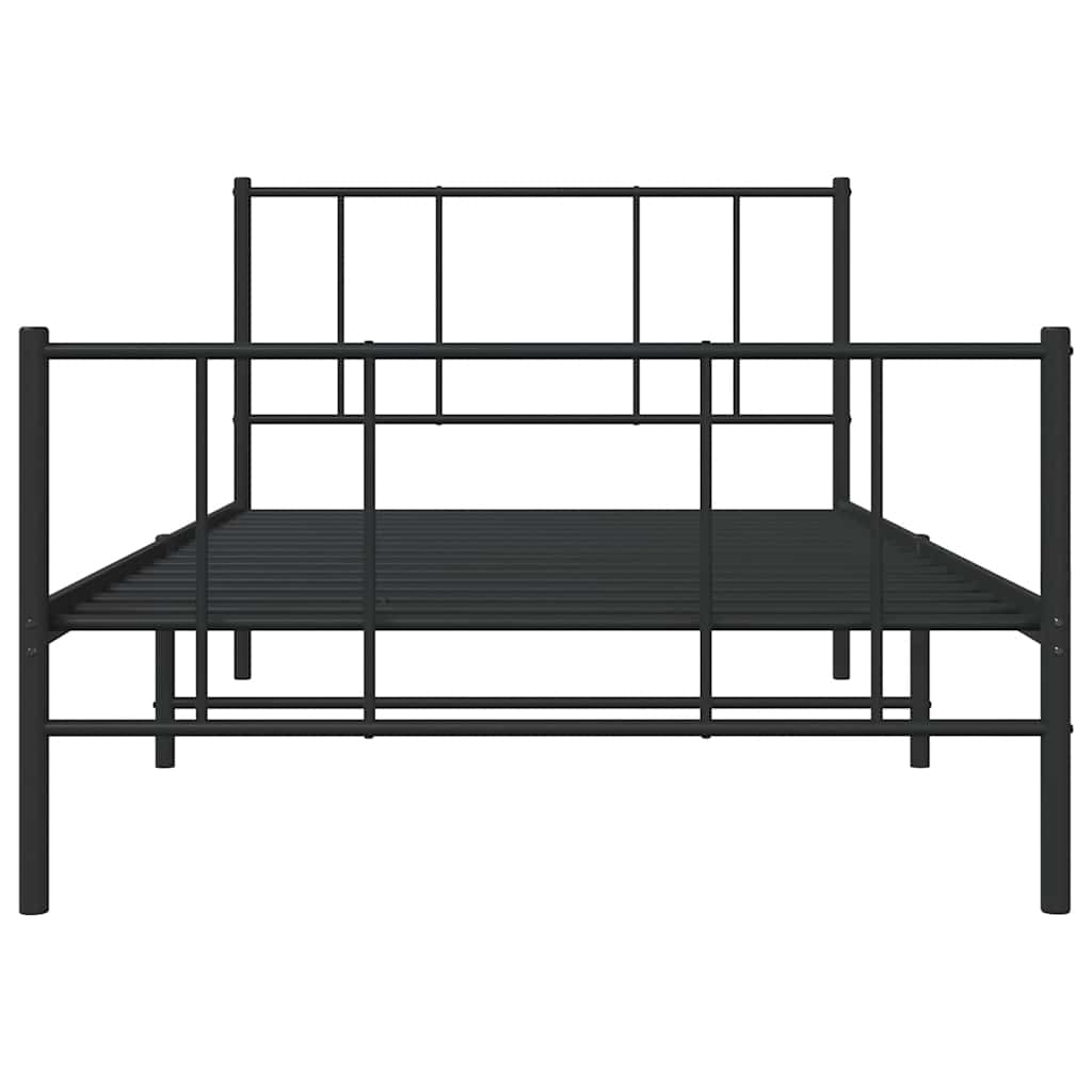 Cadre de lit métal sans matelas avec pied de lit noir 100x190cm - XIOS