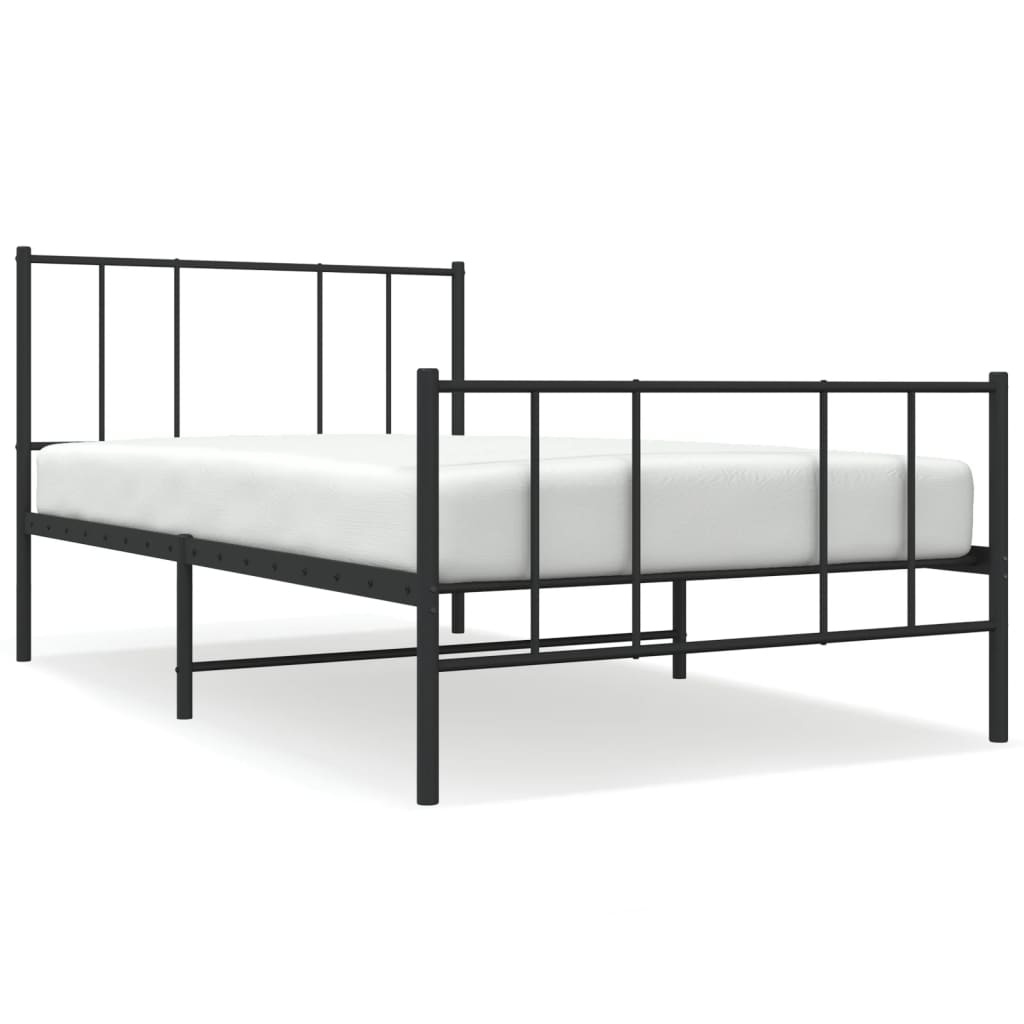 Cadre de lit métal sans matelas et pied de lit noir 100x200 cm - XIOS