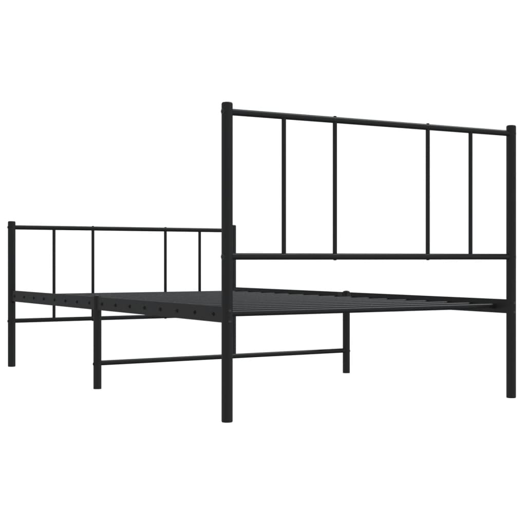 Cadre de lit métal sans matelas et pied de lit noir 100x200 cm - XIOS