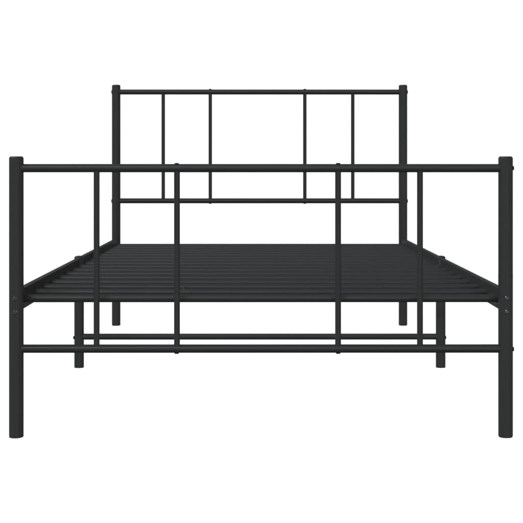 Cadre de lit métal sans matelas avec pied de lit noir 107x203cm - XIOS