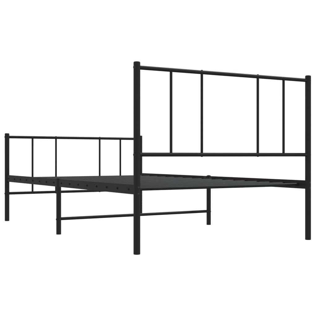 Cadre de lit métal sans matelas avec pied de lit noir 107x203cm - XIOS