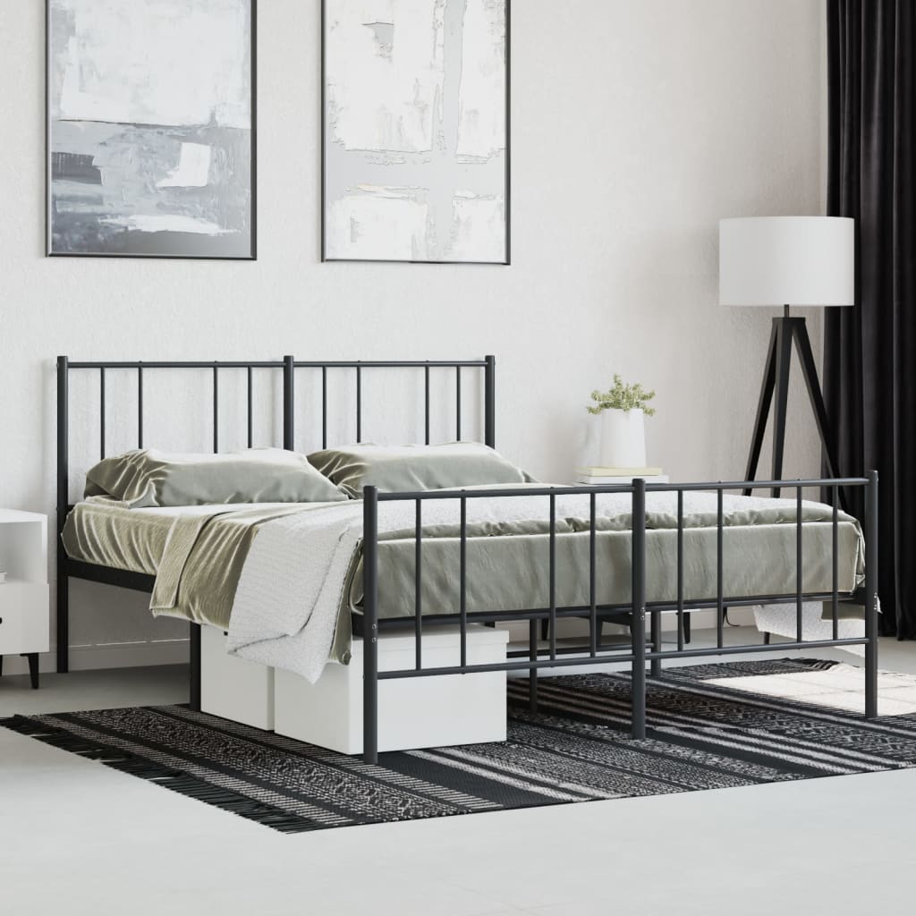 Cadre de lit métal sans matelas avec pied de lit noir 120x200cm - XIOS