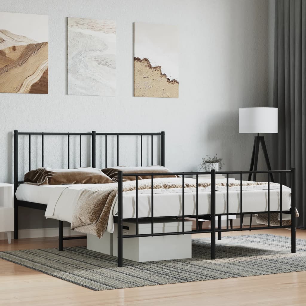 Cadre de lit métal sans matelas avec pied de lit noir 120x200cm - XIOS