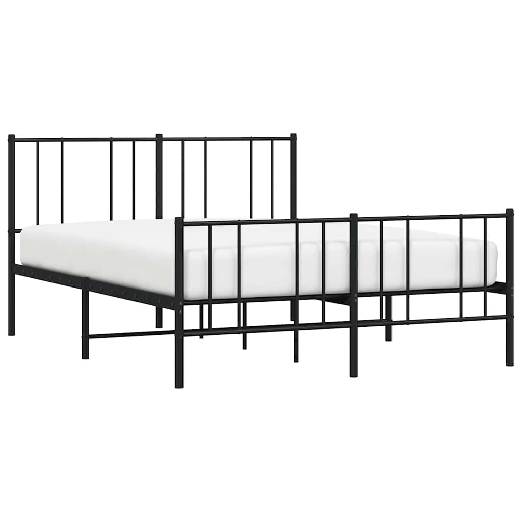 Cadre de lit métal sans matelas avec pied de lit noir 135x190cm - XIOS