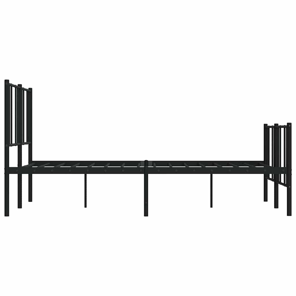 Cadre de lit métal sans matelas avec pied de lit noir 135x190cm - XIOS
