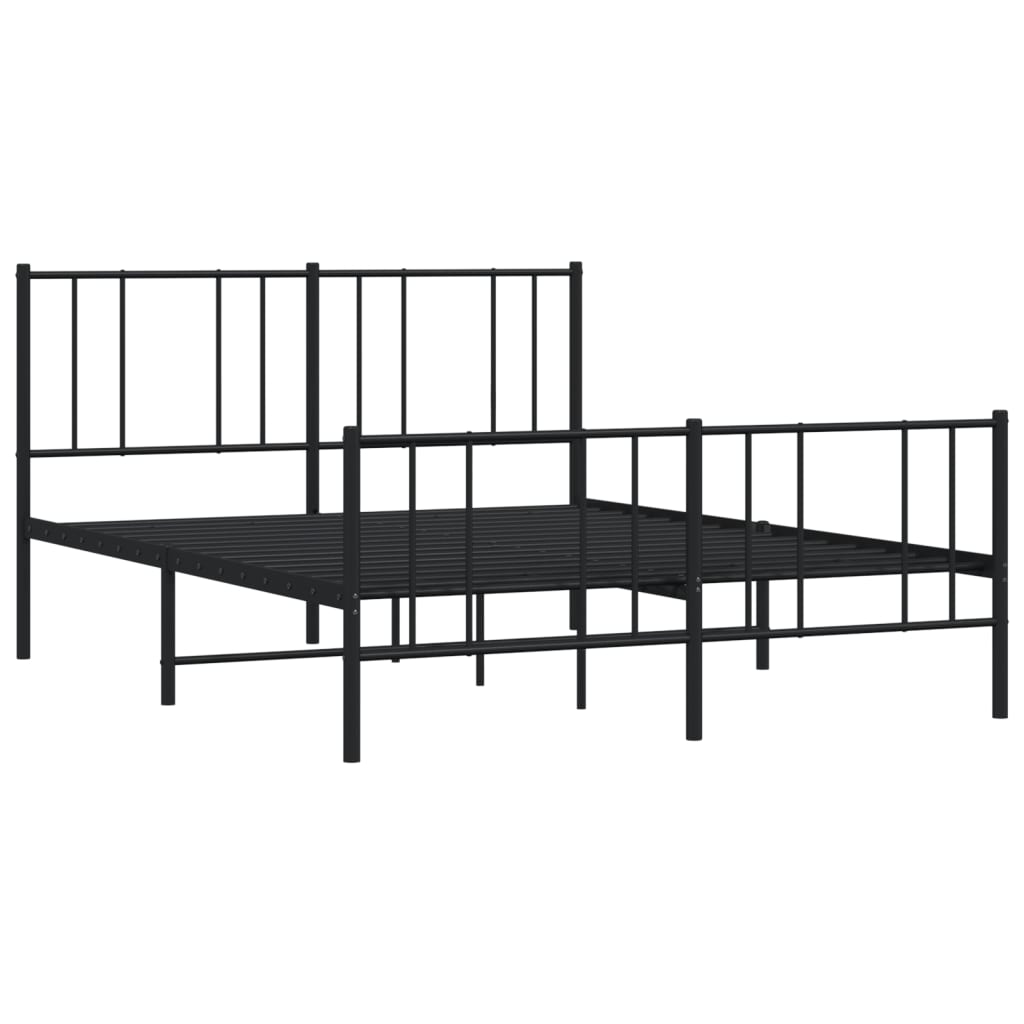 Cadre de lit métal sans matelas avec pied de lit noir 140x190cm - XIOS